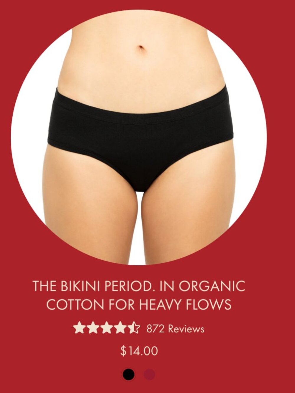 NWT Period Company, 6 pairs of the Bikini Period panty, in Organic Cotton
